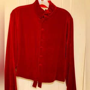 Ann Taylor mandarin collar velvet blouse